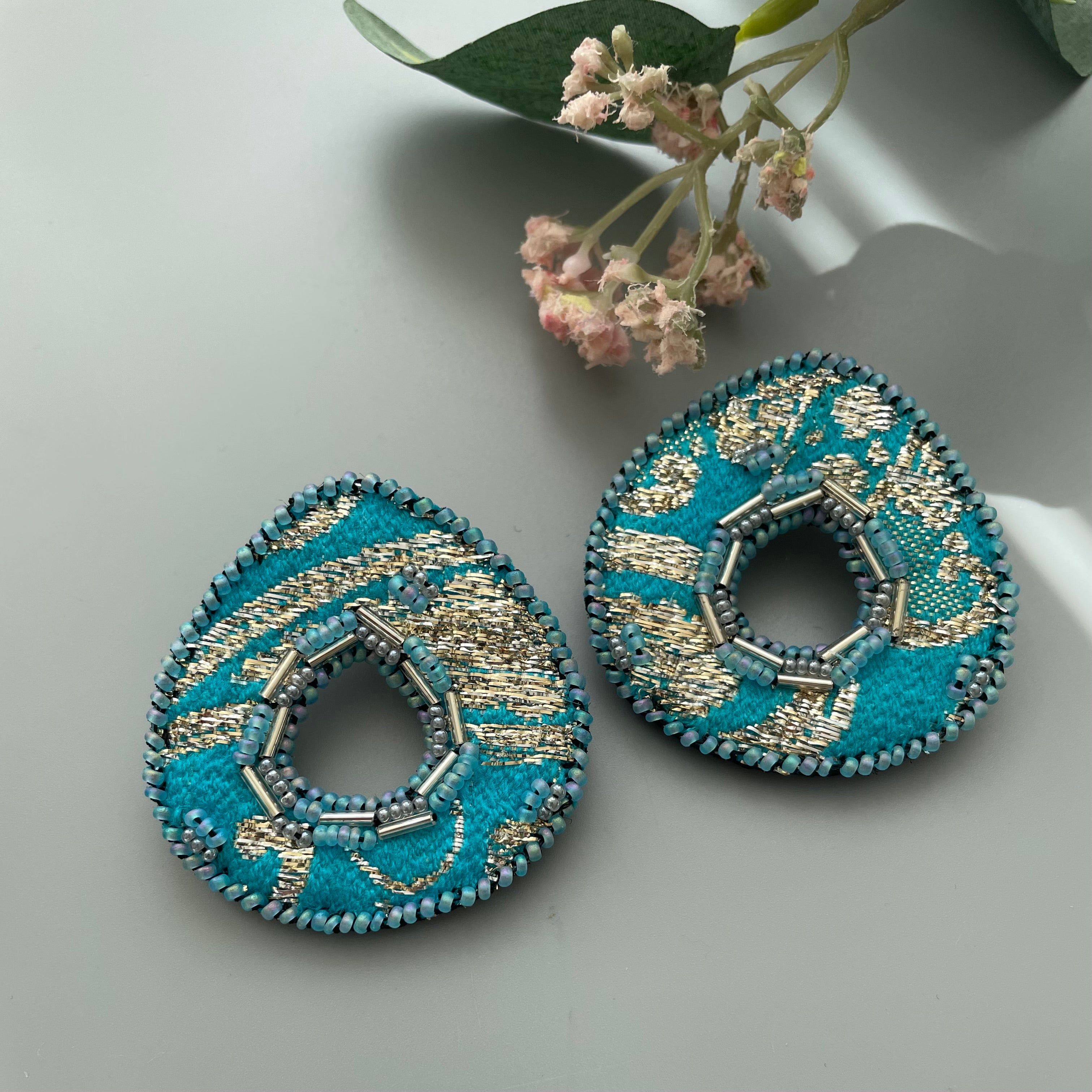 Embroidery Earring in Turquoise Shade