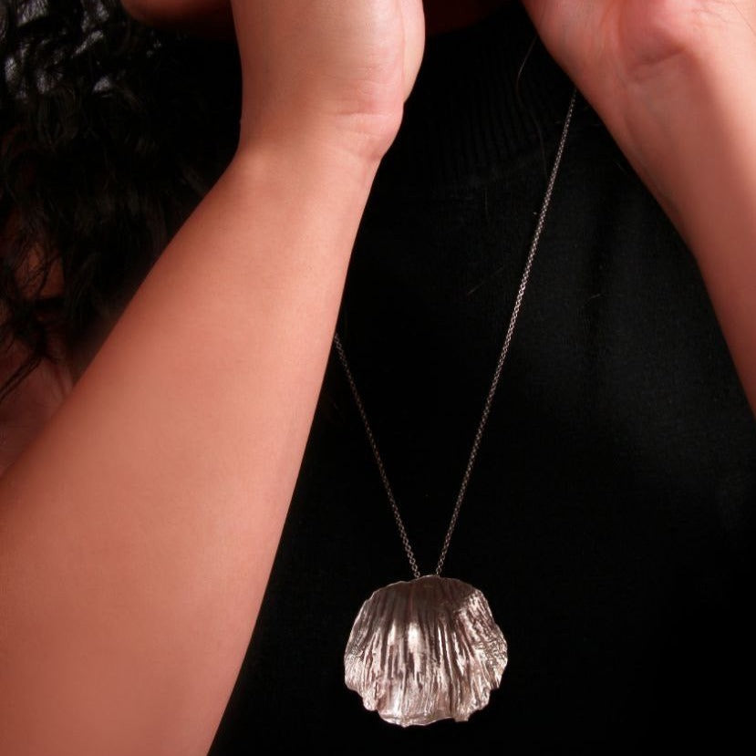 Silver Poppy Leaf Ring and Necklace