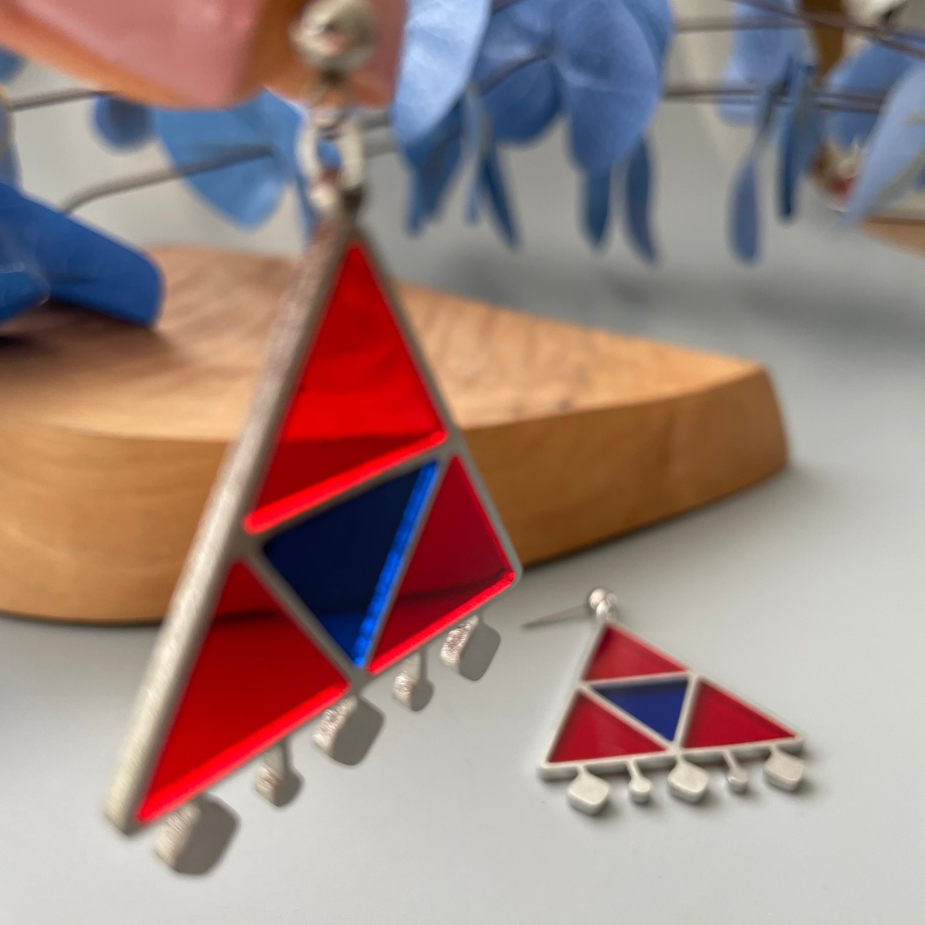 Ursi Triangle Earrings with Colorful Design