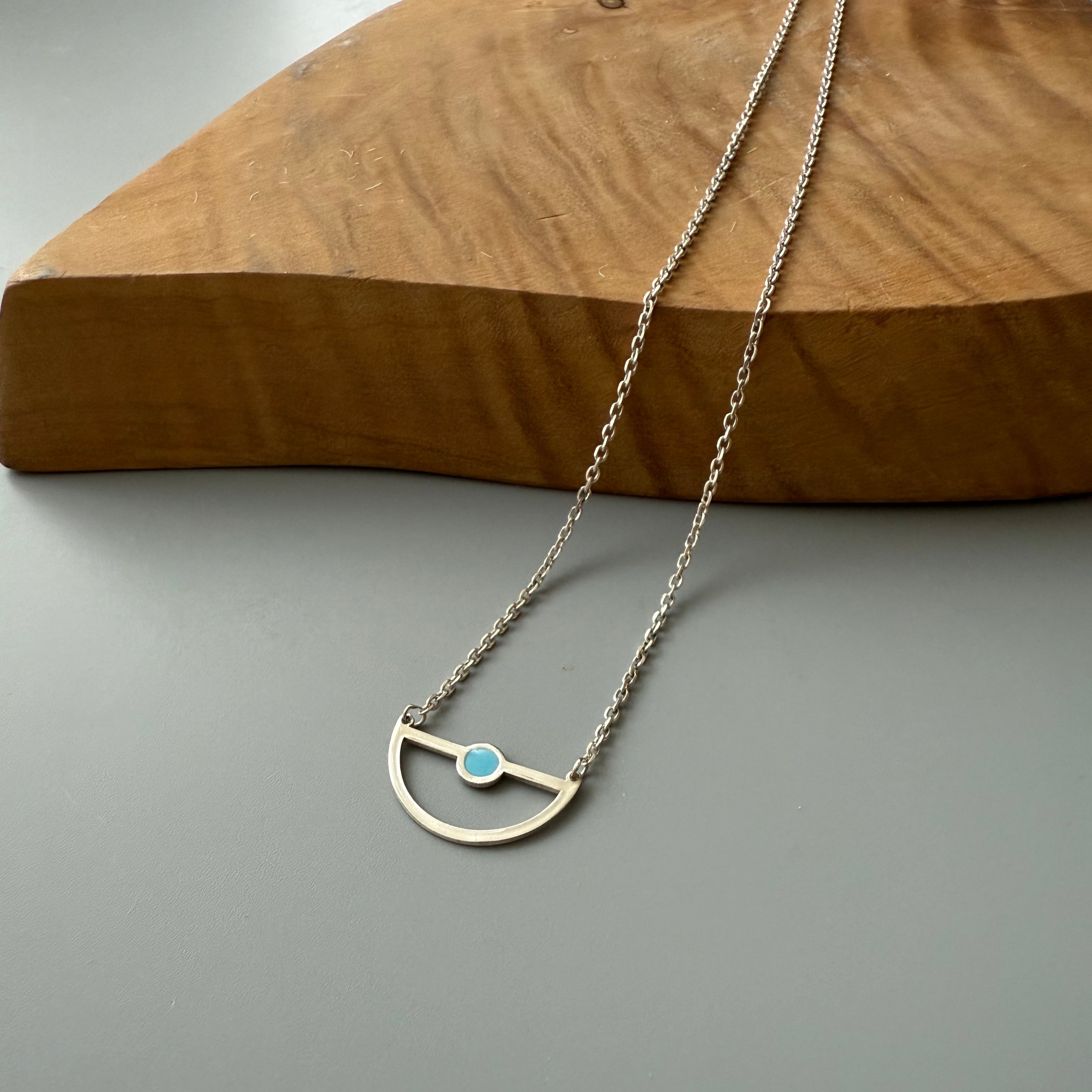 Handmade Minimal Silver Earrings And Necklace with Cold Enamel