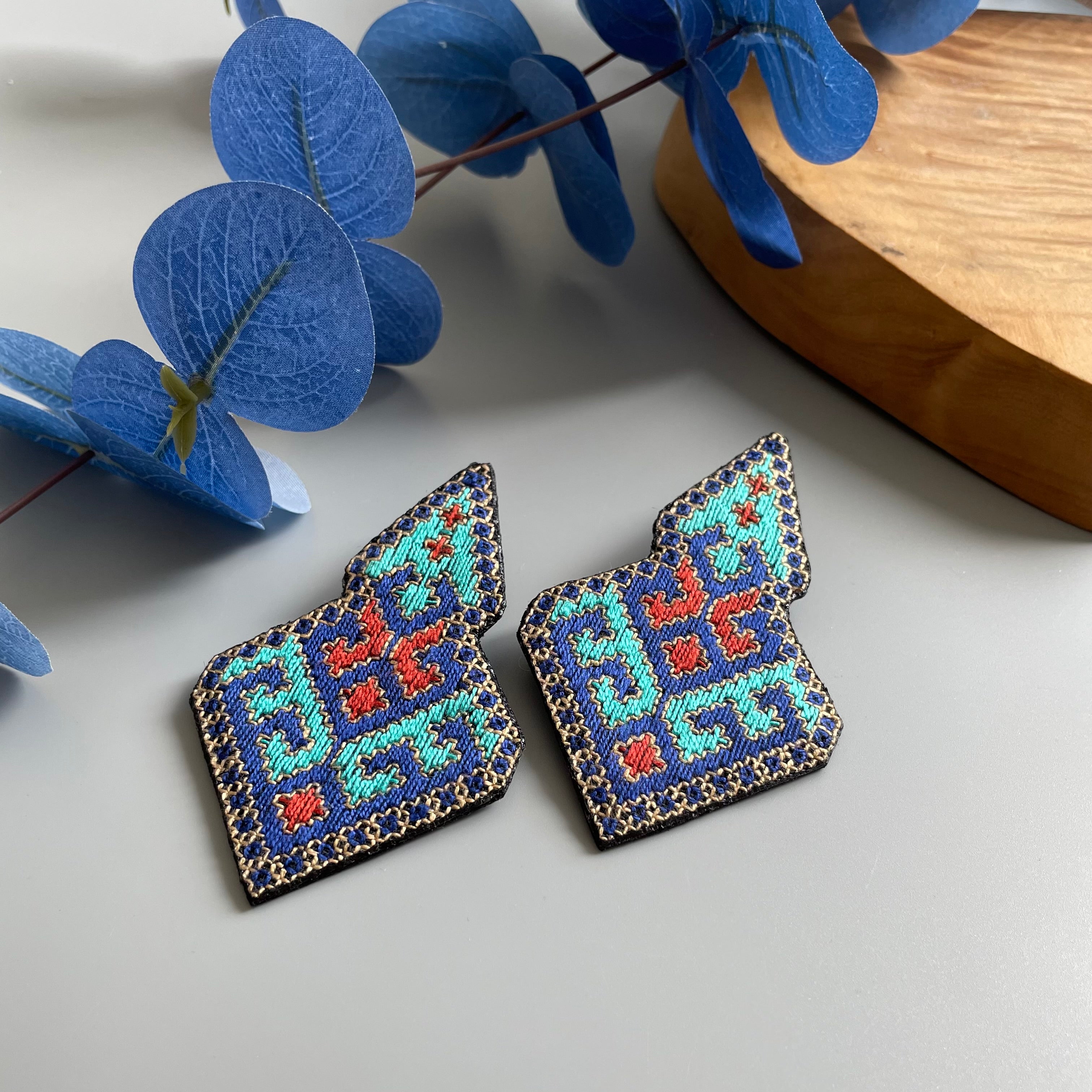 Persian Earrings Persian Embroidery Earrings in Colorful Style:Persian Jewelry-AFRA ART GALLERY