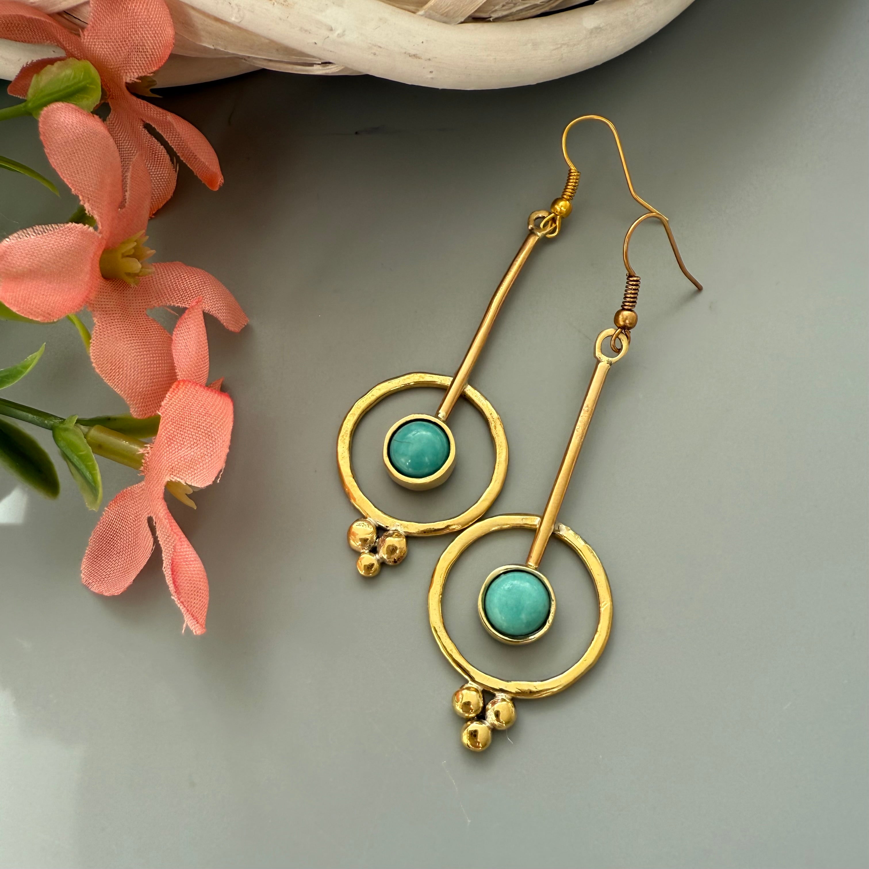 Persian Dangle Earrings with Turquoise