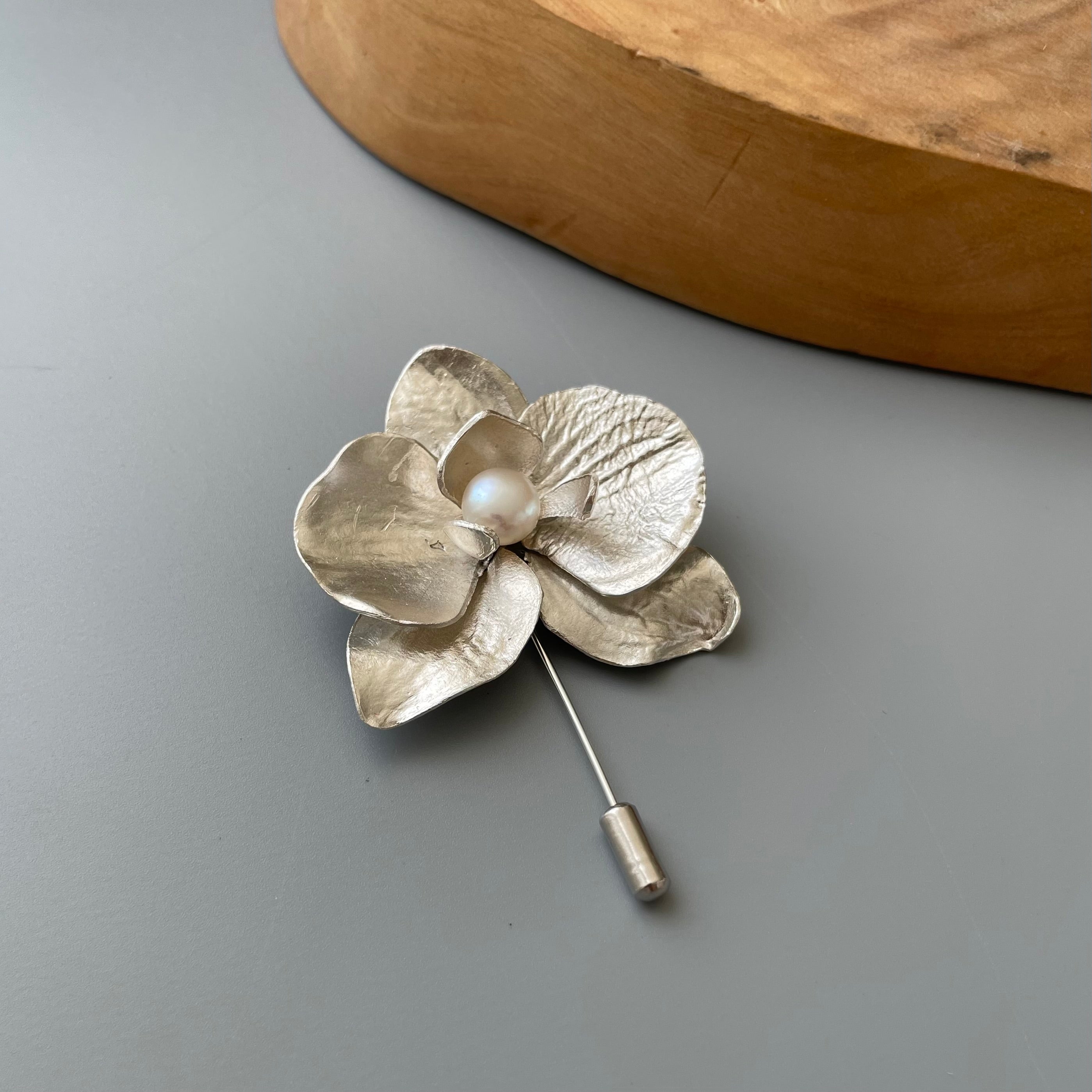 Orchid Flower Silver Pin
