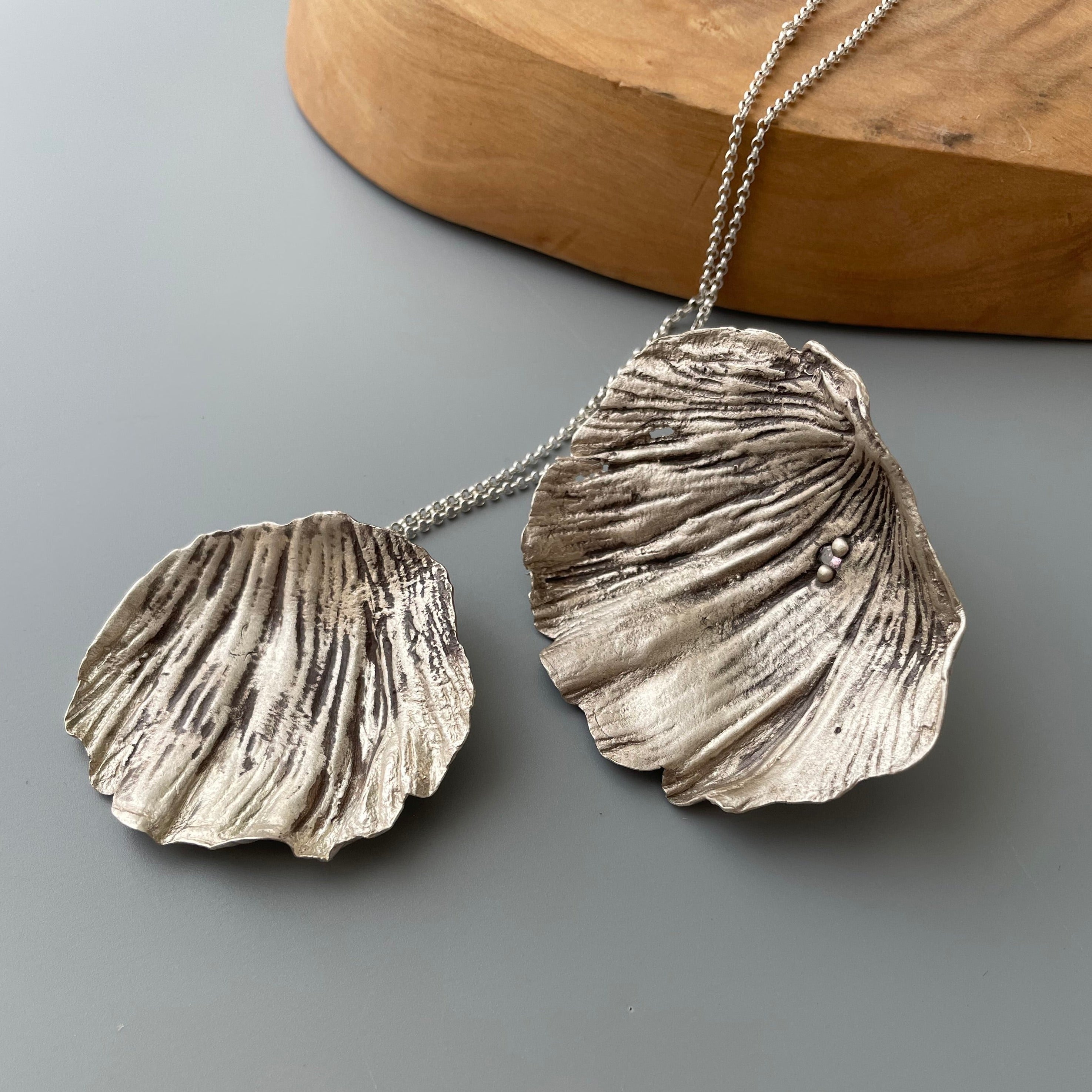 Silver Poppy Leaf Ring and Necklace