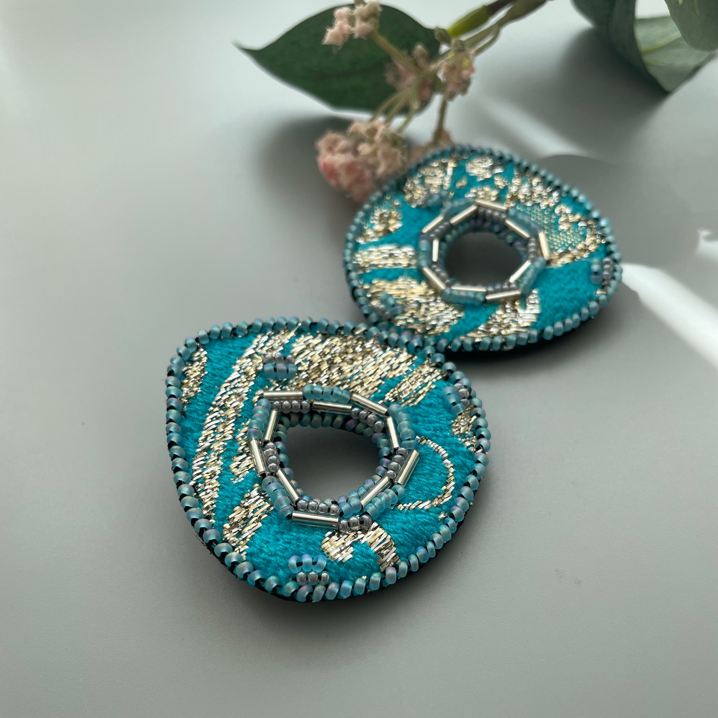 Embroidery Earring in Turquoise Shade