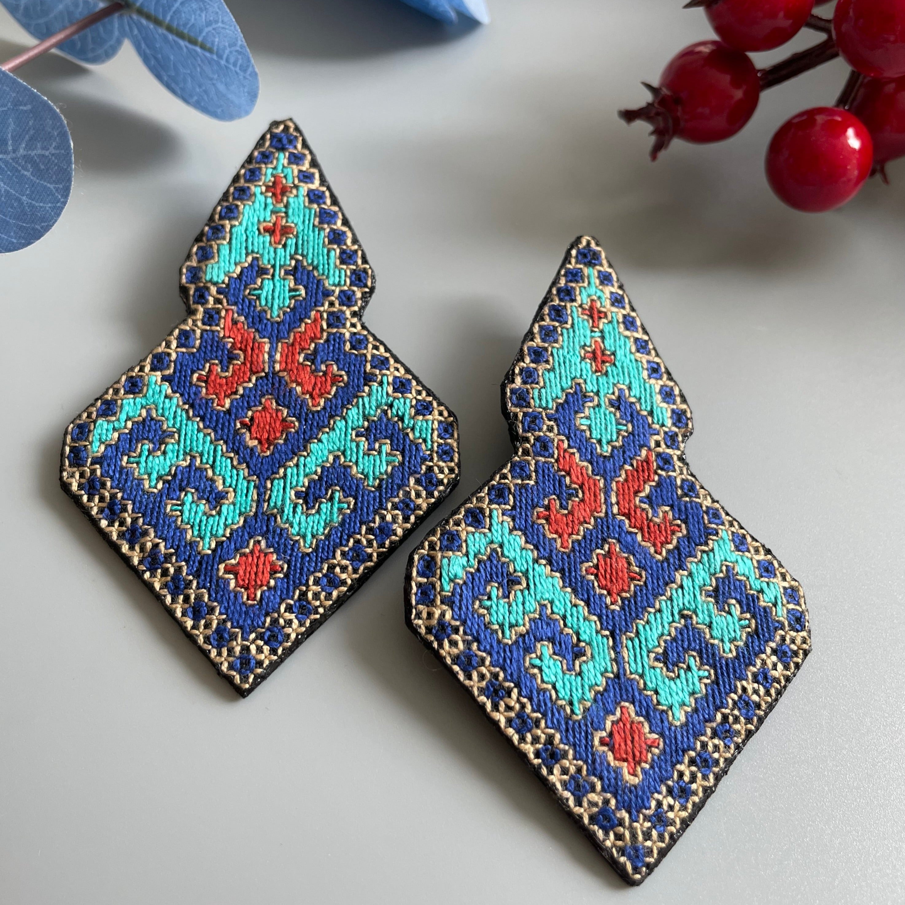 Persian Earrings Persian Embroidery Earrings in Colorful Style:Persian Jewelry-AFRA ART GALLERY