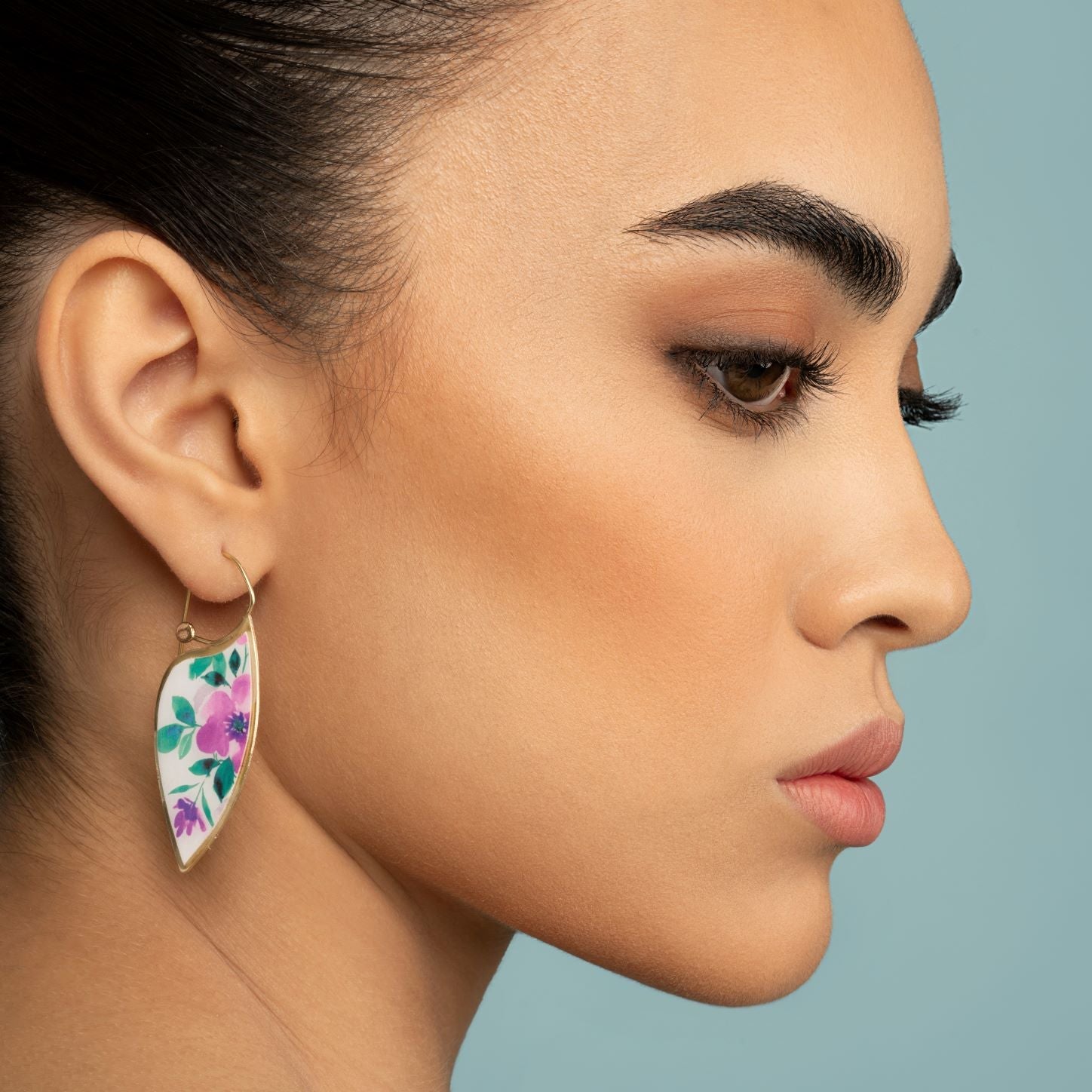 Persian EarringsBrass Persian Earrings with Colorful Floral design-jewellery: Persian Jewelry-AFRA ART GALLERY
