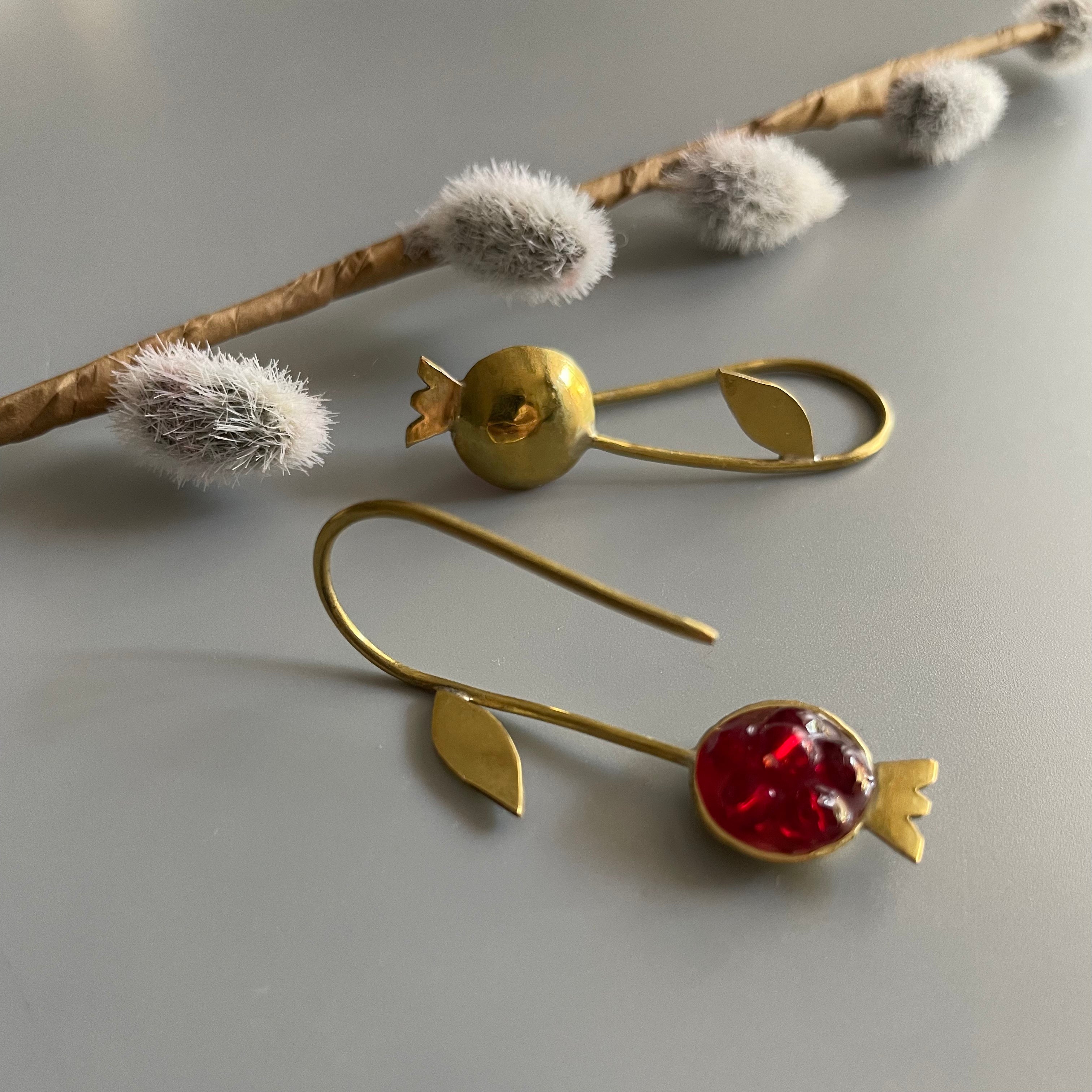 Persian EarringsHandmade Pomegranate Earrings-jewellery: Persian Jewelry-AFRA ART GALLERY