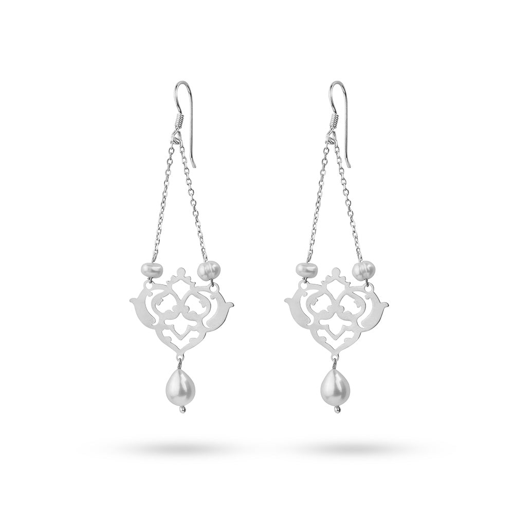 Persian Earrings-Handmade Silver Set in Eslimi Design:Persian Jewelry-AFRA ART GALLERY