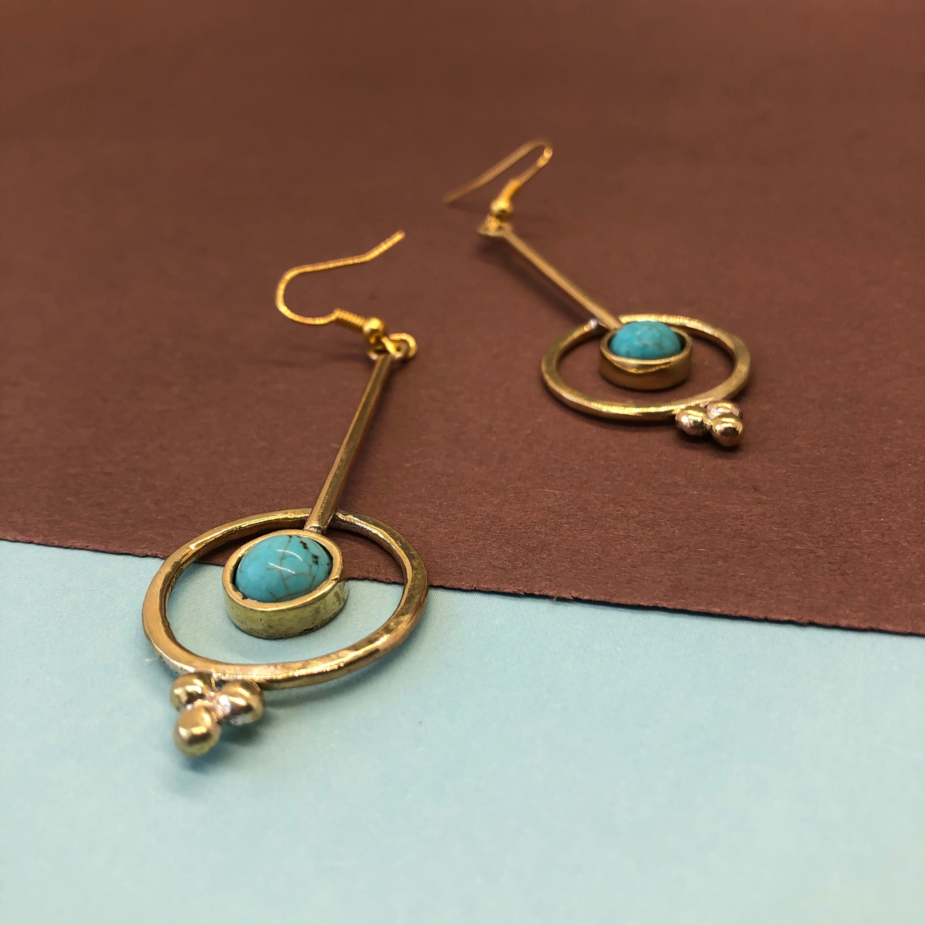 Persian Turquoise Jewelry-Persian Dangle Earrings with Turquoise: Persian Jewelry-AFRA ART GALLERY