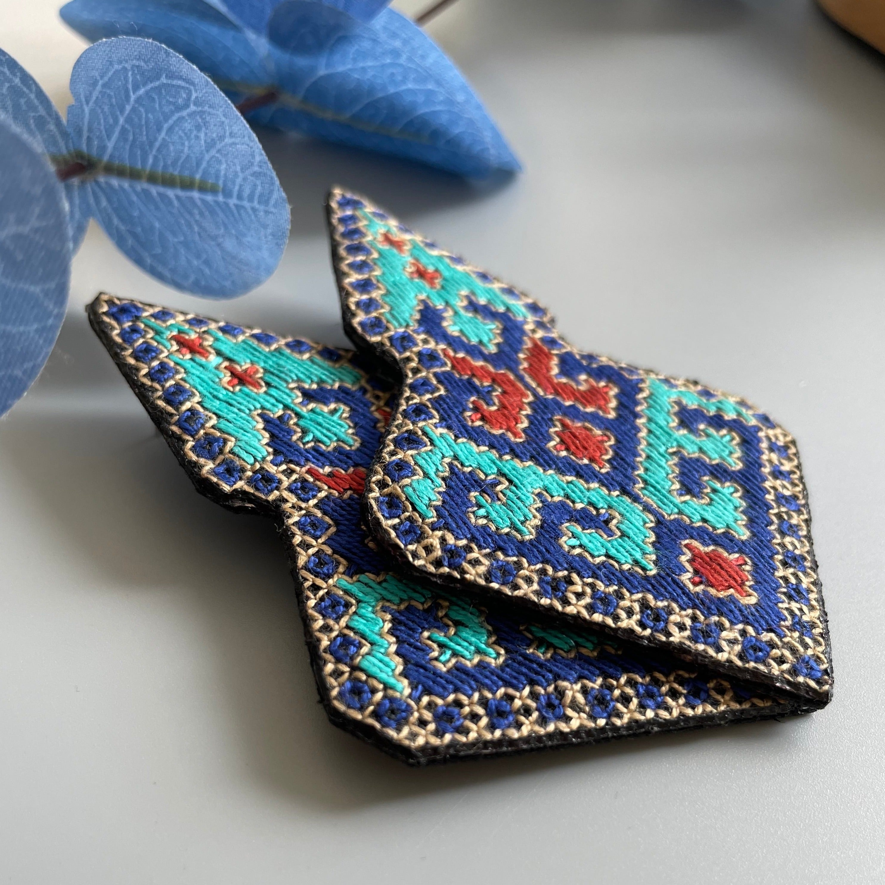 Persian Earrings Persian Embroidery Earrings in Colorful Style:Persian Jewelry-AFRA ART GALLERY