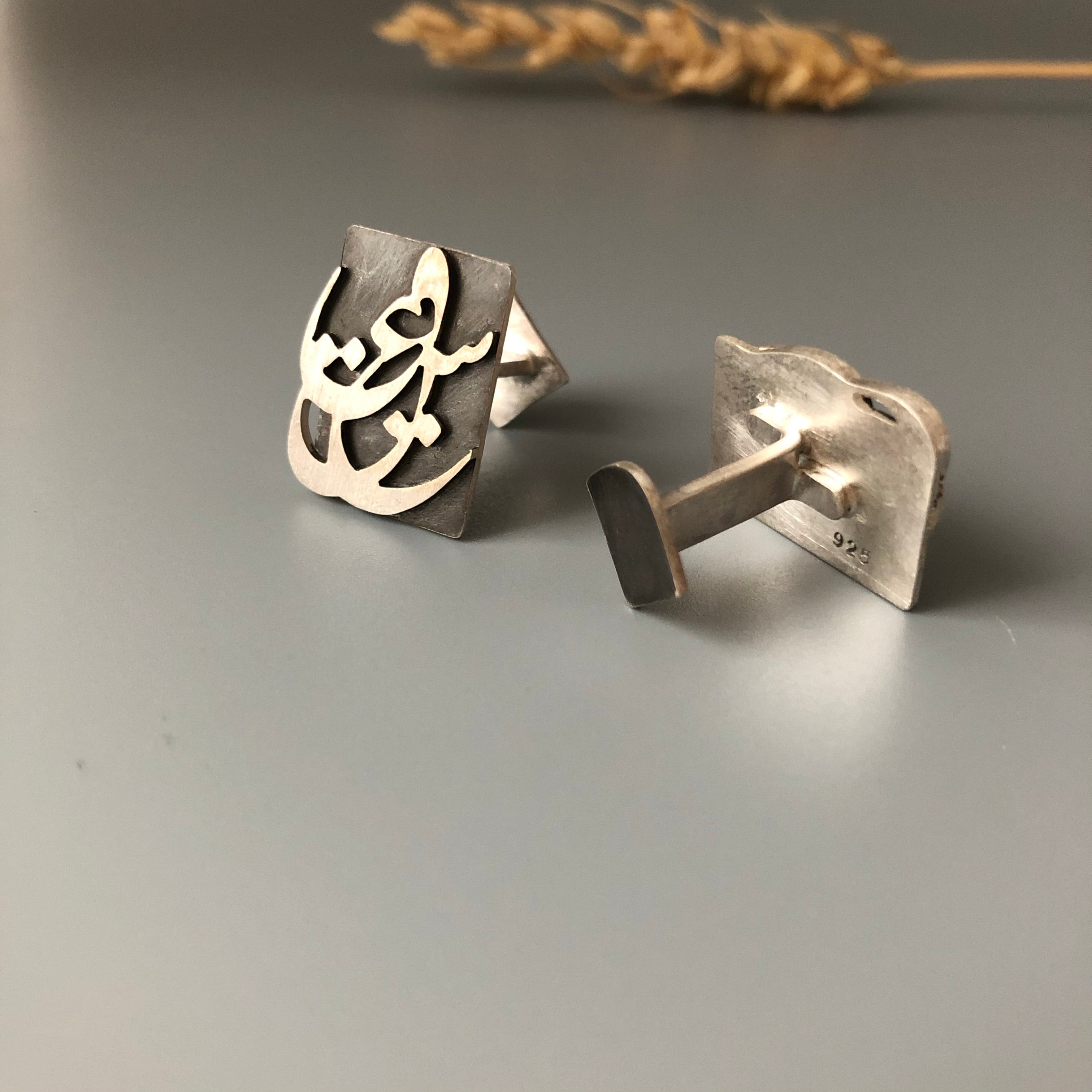 Persian Men's Jewelry-Handmade Persian Calligraphy Cuff link: Persian Jewelry-AFRA ART GALLERY