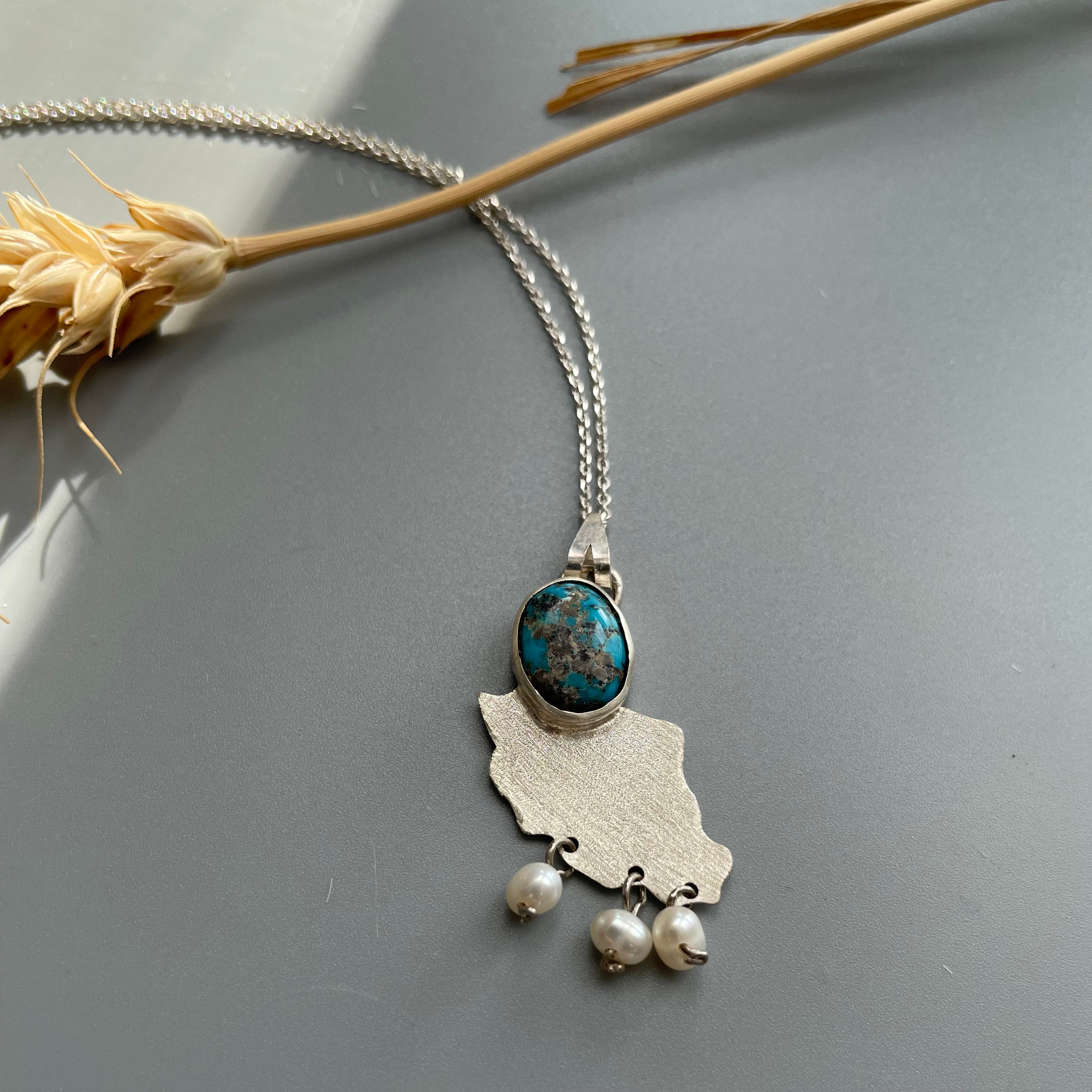 Persian Necklaces Handmade Iran Map Necklace with Natural Turquoise:Persian Jewelry-A ART GALLERY